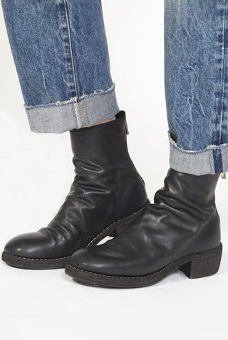 GUIDI Short Back Zip Leather Boots