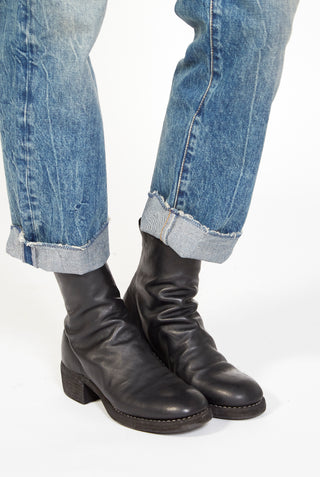 GUIDI Short Back Zip Leather Boots