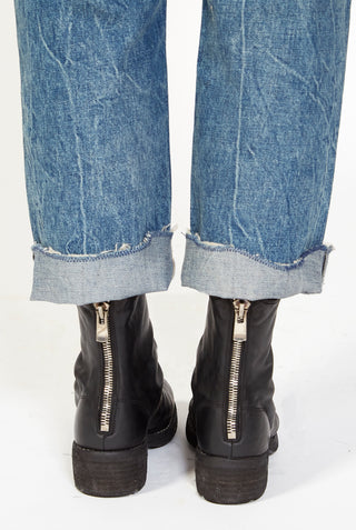 GUIDI Short Back Zip Leather Boots