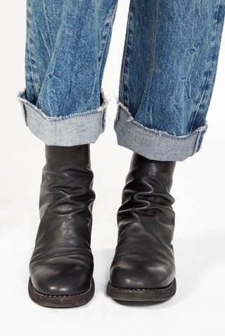 GUIDI Short Back Zip Leather Boots