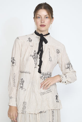 PAS DE CALAIS Animal Concert Print Tie Blouse