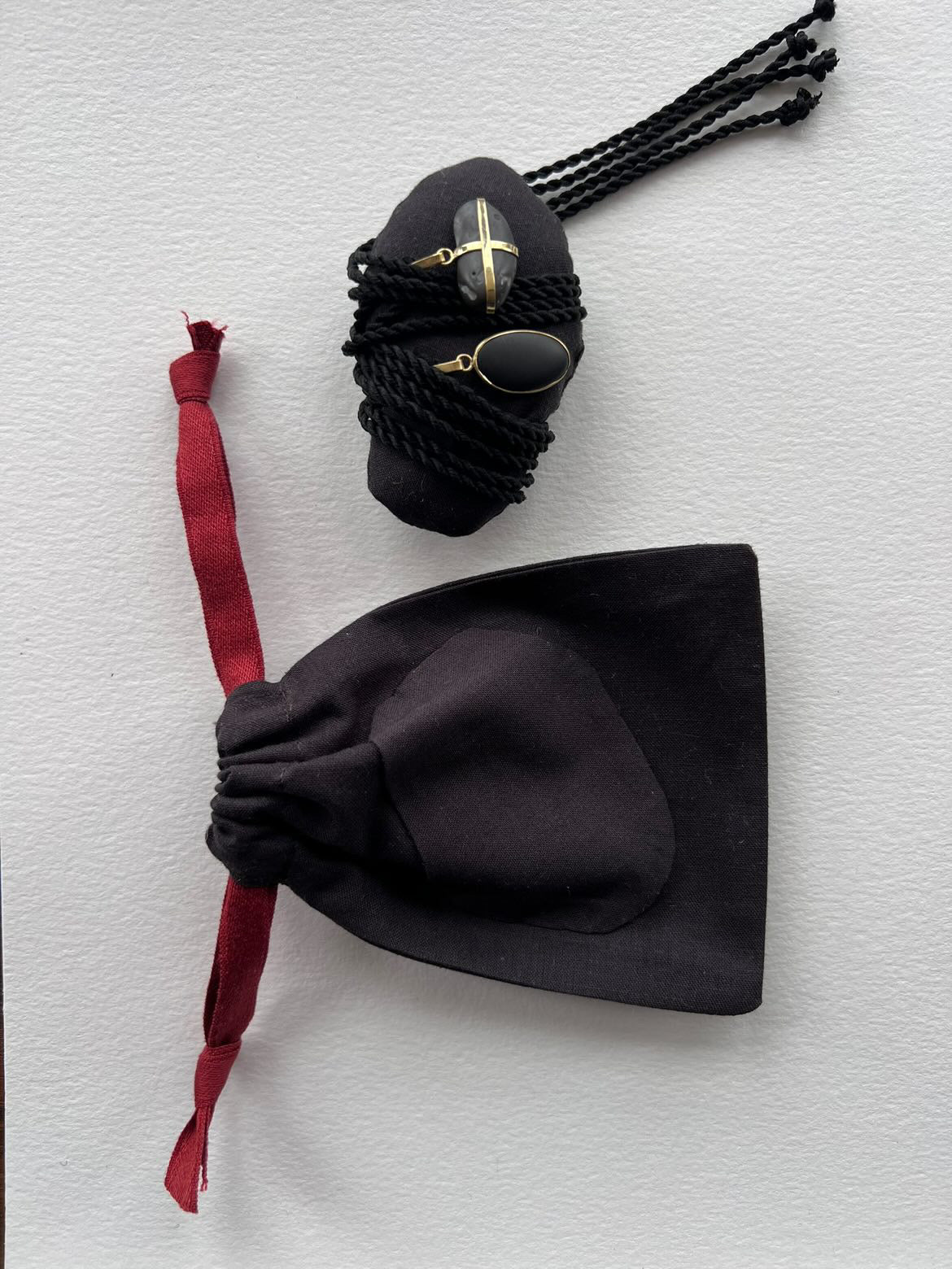 NATHALIE MATHOULIN Black Bean Stone Necklace