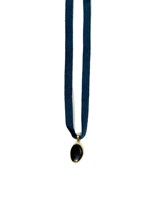 NATHALIE MATHOULIN Spectacle Pendant Black Stonee