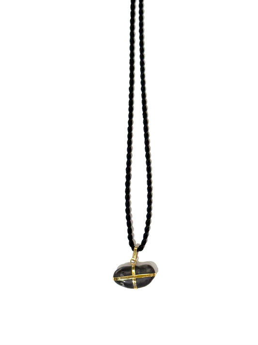 NATHALIE MATHOULIN Black Bean Stone Necklace